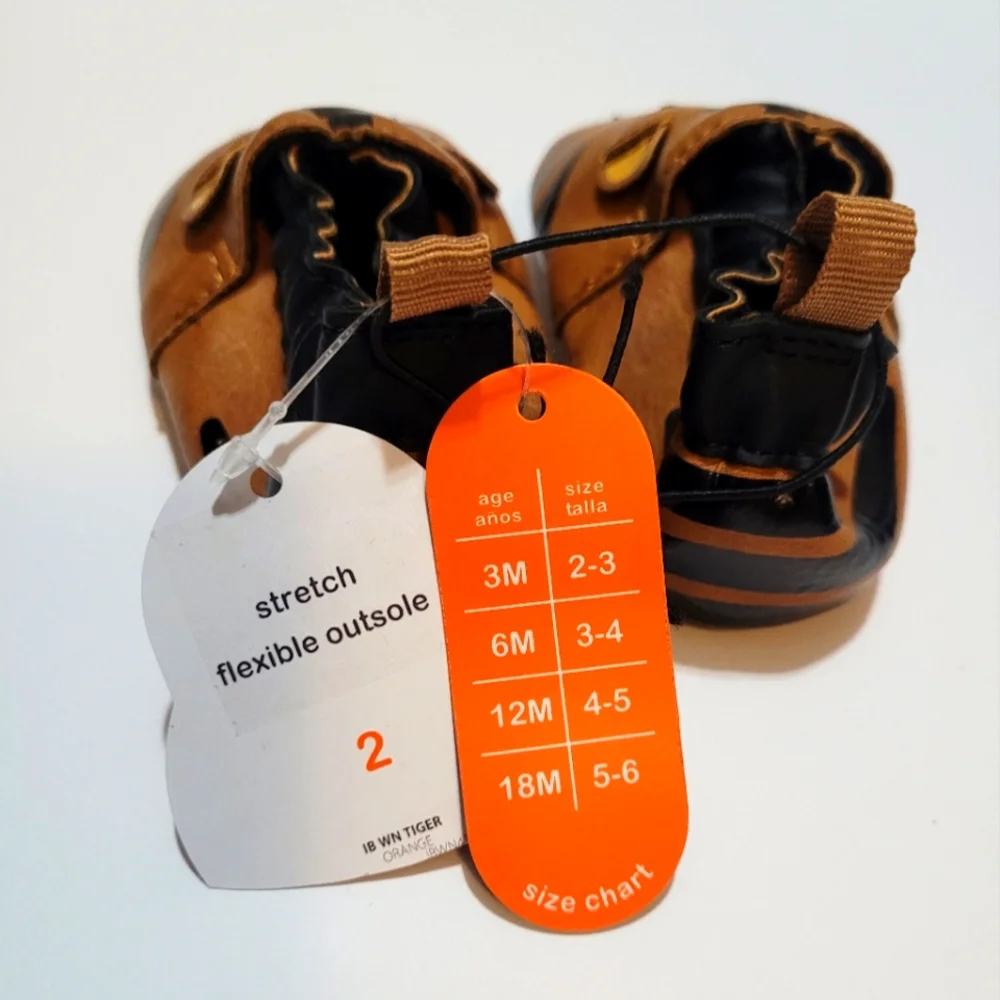 Infant Flexable Tiger Moccasins Size 2 (3M)